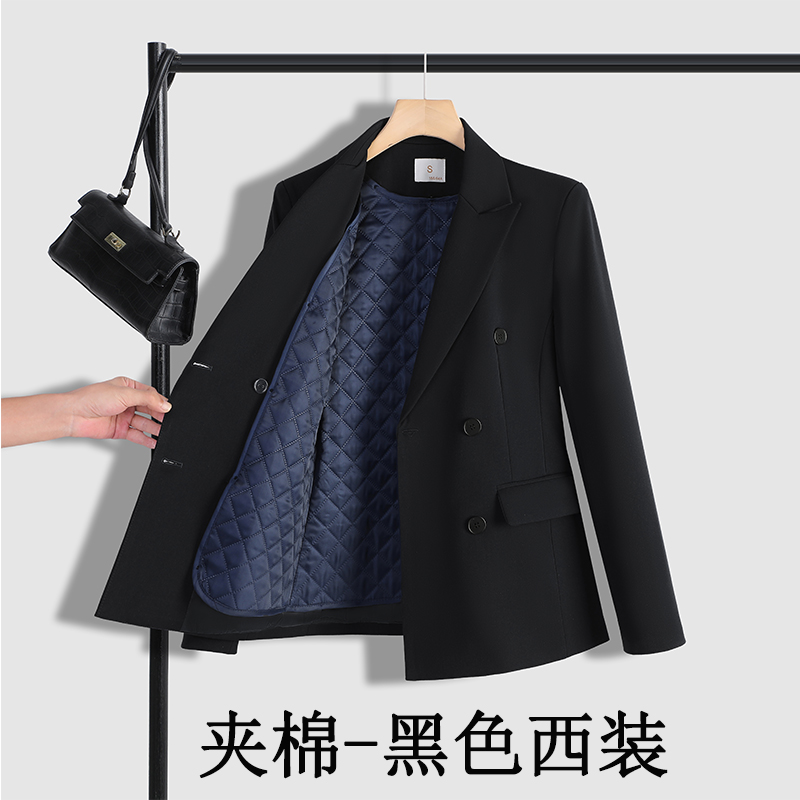 Detachable cotton padded warm suit set for women's 2025 autumn and winter, simple and capable commuting professional work clothes Detachable cotton padded warm suit set for women's 2025 autumn and winter, simple and capable commuting professional work clothes