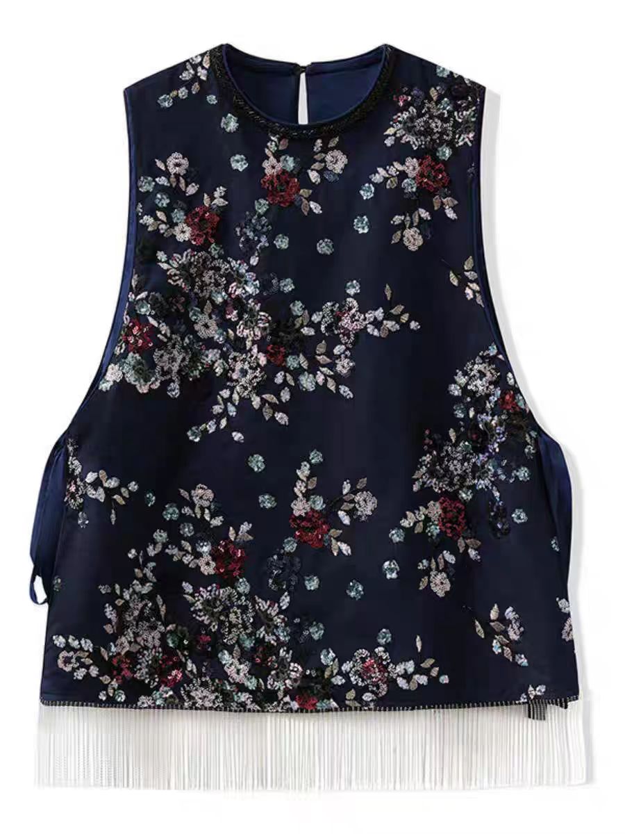 New Chinese style heavy industry embroidery versatile vest 908 New Chinese style heavy industry embroidery versatile vest 908