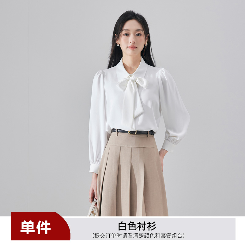 2025 design style western-style age reducing ribbon shirt for women's early autumn new fashionable and simple temperament versatile long sleeved shirt 2025 design style western-style age reducing ribbon shirt for women's early autumn new fashionable and simple temperament versatile long sleeved shirt
