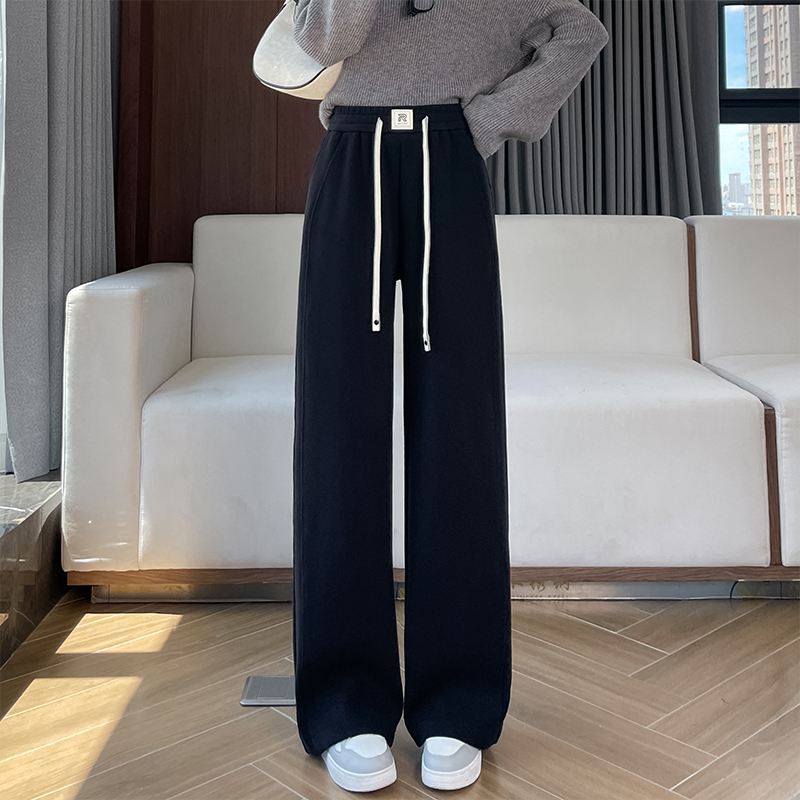 Women's autumn and winter casual versatile OL with added velvet and thickened casual pants, fashionable and simple temperament design sense, versatile wide leg pants Women's autumn and winter casual versatile OL with added velvet and thickened casual pants, fashionable and simple temperament design sense, versatile wide leg pants