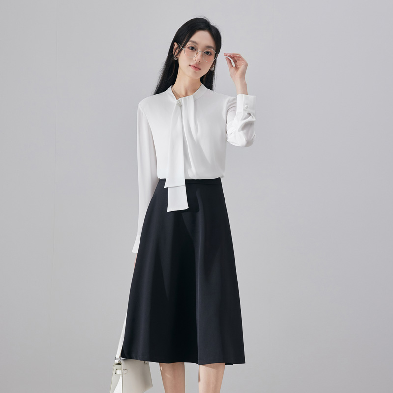 Fashionable Western style ribbon shirt, women's 2025 autumn outfit, new simple temperament OL casual versatile shirt dress Fashionable Western style ribbon shirt, women's 2025 autumn outfit, new simple temperament OL casual versatile shirt dress