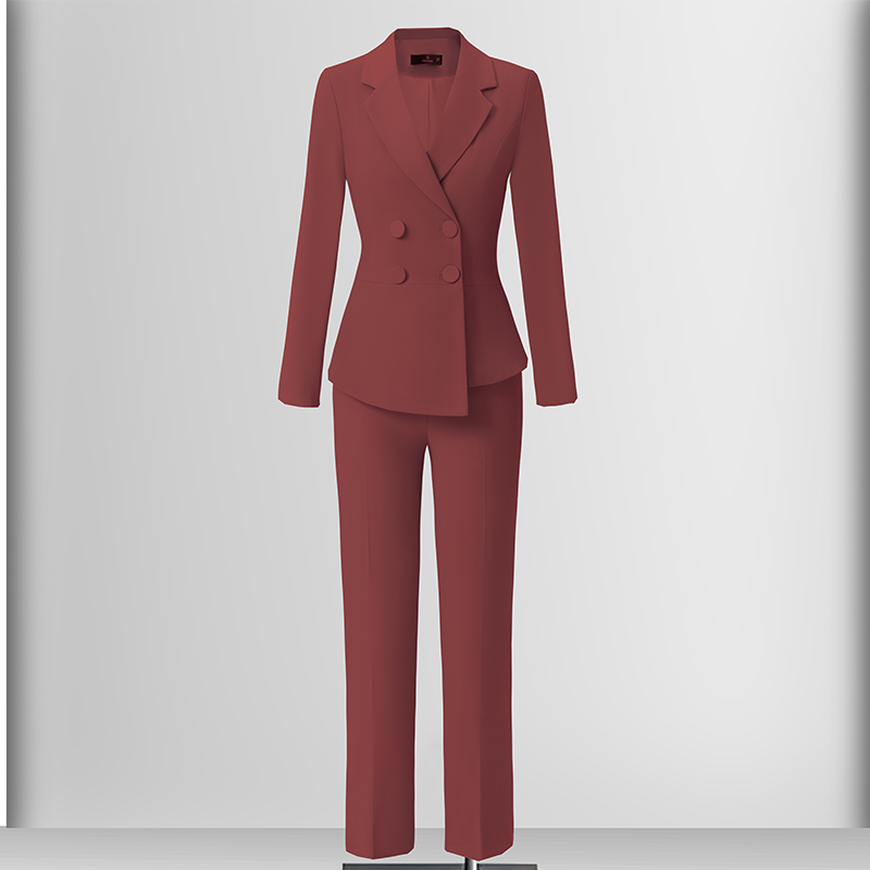 High end professional women's clothing temperament double breasted suit jacket for women's autumn slimming and commuting formal suit set
