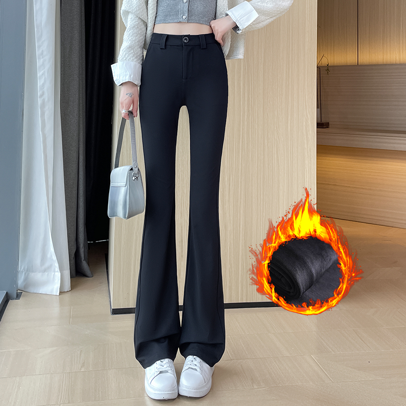 Velvet warm micro flared pants for women in autumn and winter 2025, new fashionable and simple temperament, goddess style casual versatile pants Velvet warm micro flared pants for women in autumn and winter 2025, new fashionable and simple temperament, goddess style casual versatile pants