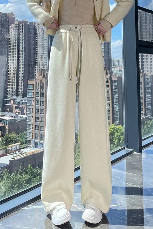Women's autumn and winter casual versatile OL with added velvet and thickened casual pants, fashionable and simple temperament design sense, versatile wide leg pants Women's autumn and winter casual versatile OL with added velvet and thickened casual pants, fashionable and simple temperament design sense, versatile wide leg pants