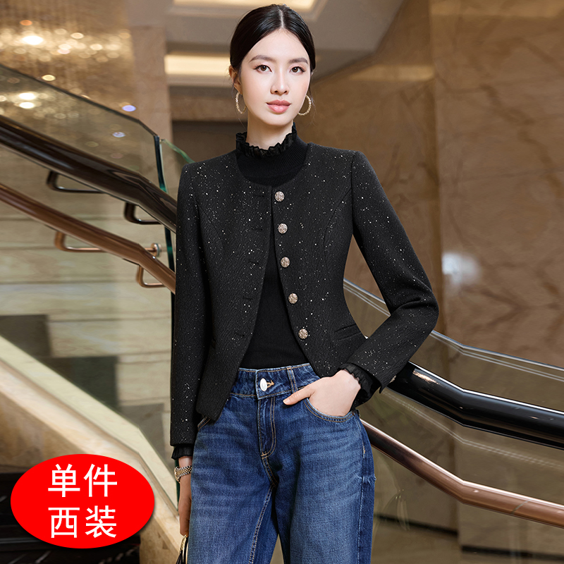Temperament Small Fragrant Round Neck Jacket for Women in Early Autumn 2025 Fashion Simple Temperament Commuting Versatile Short Top Temperament Small Fragrant Round Neck Jacket for Women in Early Autumn 2025 Fashion Simple Temperament Commuting Versatile Short Top