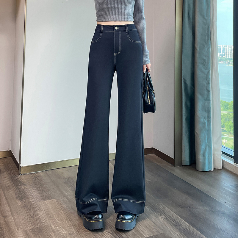 Design sense and temperament bell bottom pants for women's clothing in autumn and winter of 2025, fashionable, simple, casual, versatile, and thick velvet pants Design sense and temperament bell bottom pants for women's clothing in autumn and winter of 2025, fashionable, simple, casual, versatile, and thick velvet pants