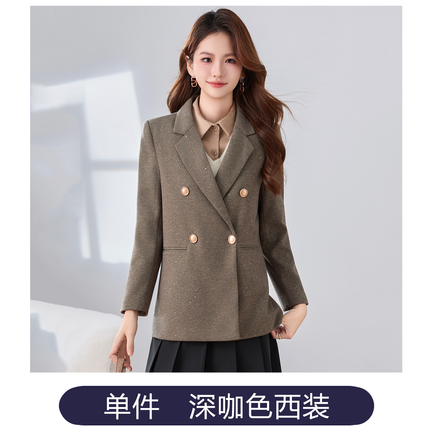 Fashionable and minimalist style suit jacket for women in early autumn 2025, with a niche and versatile design, professional long sleeved suit Fashionable and minimalist style suit jacket for women in early autumn 2025, with a niche and versatile design, professional long sleeved suit