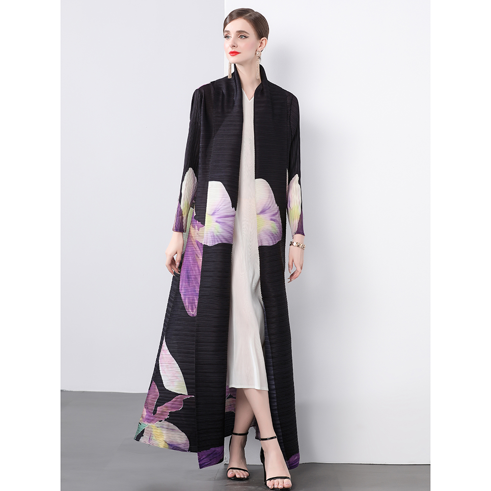 Factory direct sales of Miyake pleated loose plus size printed dress jacket Factory direct sales of Miyake pleated loose plus size printed dress jacket