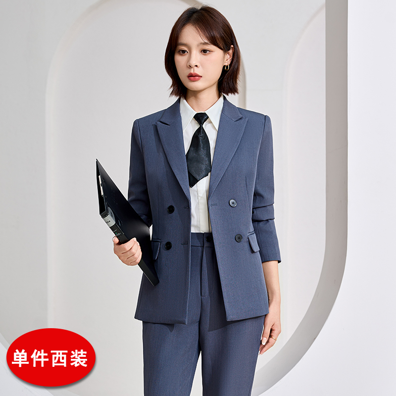 Temperament Double breasted navy blue suit for women in autumn 2025, slim fit and slimming commuting formal work clothes Temperament Double breasted navy blue suit for women in autumn 2025, slim fit and slimming commuting formal work clothes