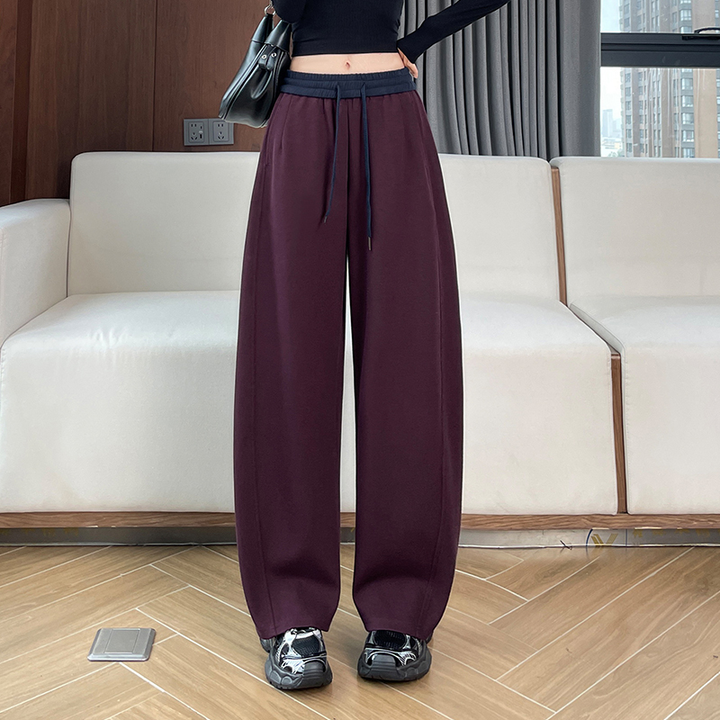 Casual versatile wide leg pants for women in autumn and winter 2025, fashionable and simple temperament, commuting with thick velvet and elastic waistband pants Casual versatile wide leg pants for women in autumn and winter 2025, fashionable and simple temperament, commuting with thick velvet and elastic waistband pants