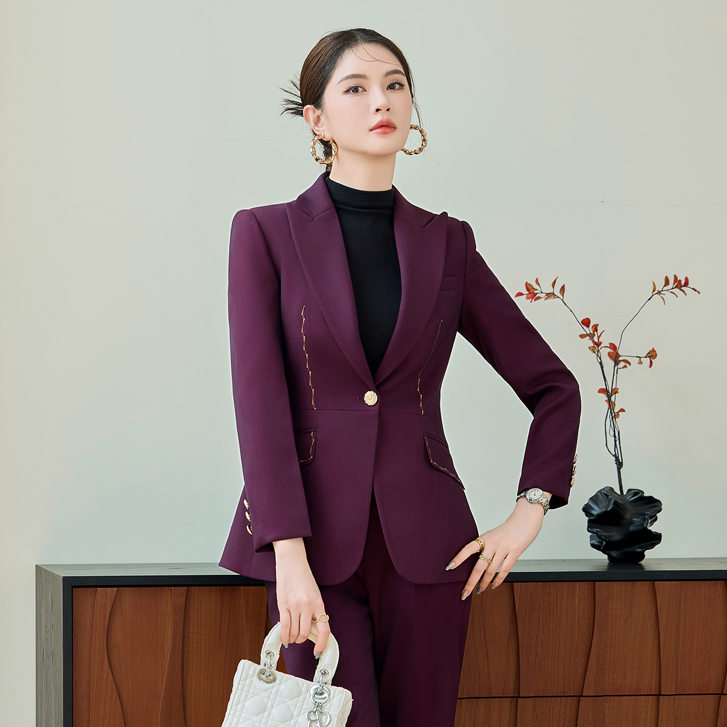 High end professional workwear, suit jacket, women's autumn new style, simple and capable temperament, commuting formal two-piece set High end professional workwear, suit jacket, women's autumn new style, simple and capable temperament, commuting formal two-piece set