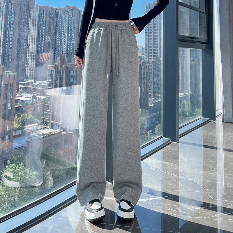 Loose and versatile sports pants for women in autumn 2025, fashionable and simple temperament, casual and versatile, elastic waisted wide leg pants Loose and versatile sports pants for women in autumn 2025, fashionable and simple temperament, casual and versatile, elastic waisted wide leg pants