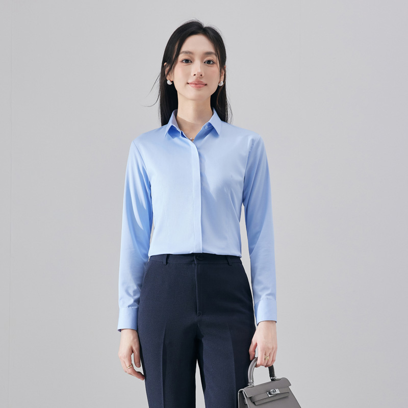 Professional formal attire with a base shirt for women in the autumn of 2025, a new slim fit and versatile long sleeved shirt with a slimming and slimming temperament