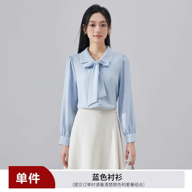 Design sense, niche temperament, ribbon shirt, dress, women's autumn new style, fashionable, simple, western-style, age reducing versatile shirt Design sense, niche temperament, ribbon shirt, dress, women's autumn new style, fashionable, simple, western-style, age reducing versatile shirt