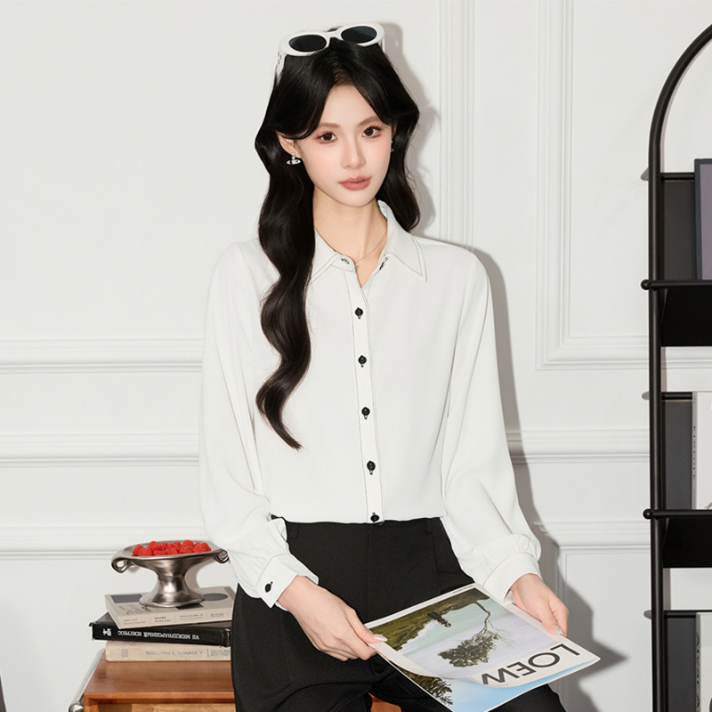 2025 New Blue Shirt, Small Shirt, Women's Design, niche temperament, casual commuting, versatile long sleeved shirt, autumn 2025 New Blue Shirt, Small Shirt, Women's Design, niche temperament, casual commuting, versatile long sleeved shirt, autumn