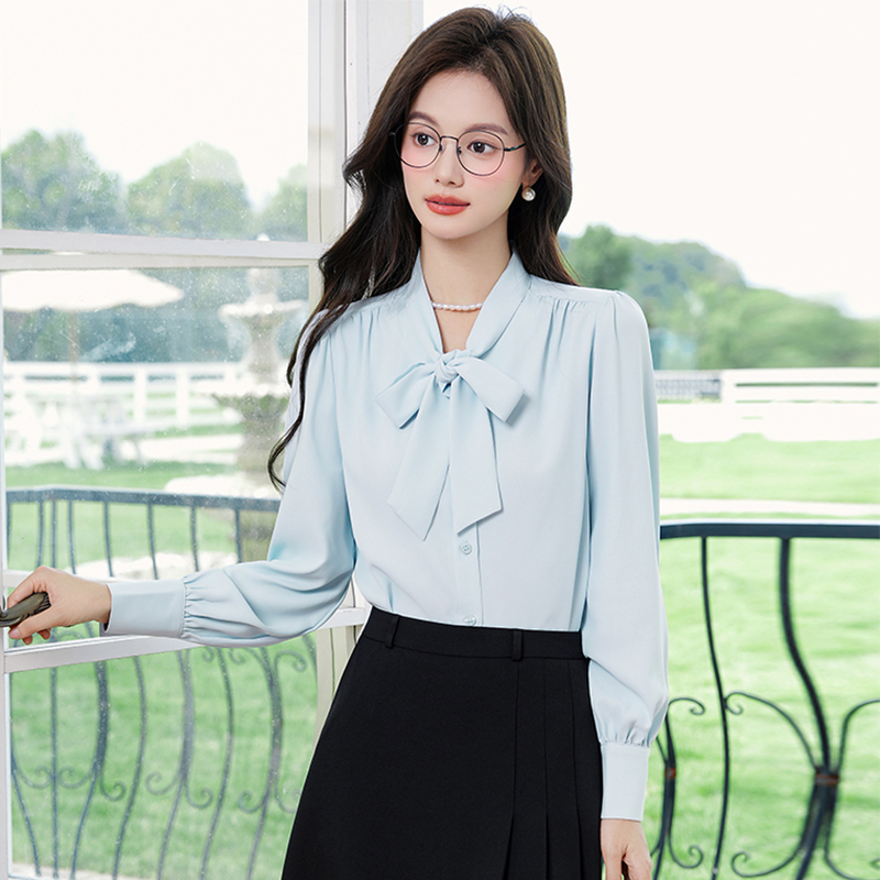 Design sense, niche temperament, lace up shirt, women's 2025 early autumn new style, fashionable, simple, casual, versatile shirt Design sense, niche temperament, lace up shirt, women's 2025 early autumn new style, fashionable, simple, casual, versatile shirt