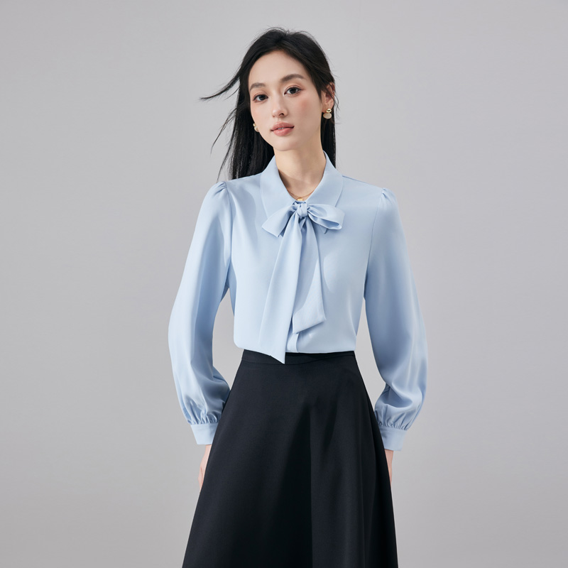 2025 design style western-style age reducing ribbon shirt for women's early autumn new fashionable and simple temperament versatile long sleeved shirt 2025 design style western-style age reducing ribbon shirt for women's early autumn new fashionable and simple temperament versatile long sleeved shirt