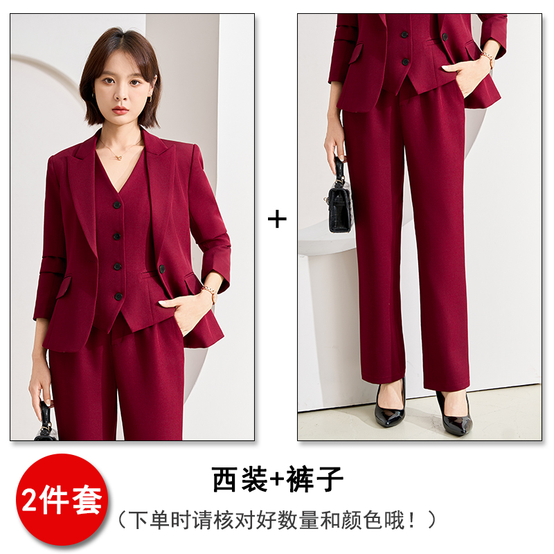 Professional formal suit, vest pants, three piece set, women's autumn slim fit, slimming temperament, goddess style commuting work clothes Professional formal suit, vest pants, three piece set, women's autumn slim fit, slimming temperament, goddess style commuting work clothes
