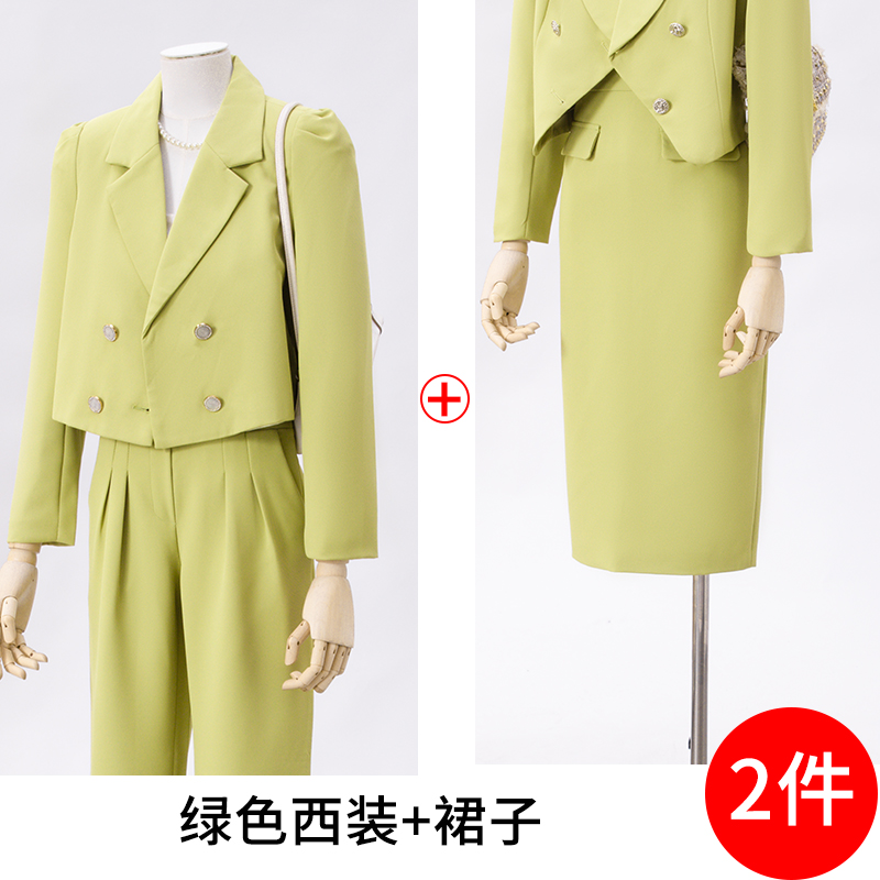 Small double breasted suit set for women in early autumn 2025, fashionable and minimalist design, niche temperament suit Small double breasted suit set for women in early autumn 2025, fashionable and minimalist design, niche temperament suit