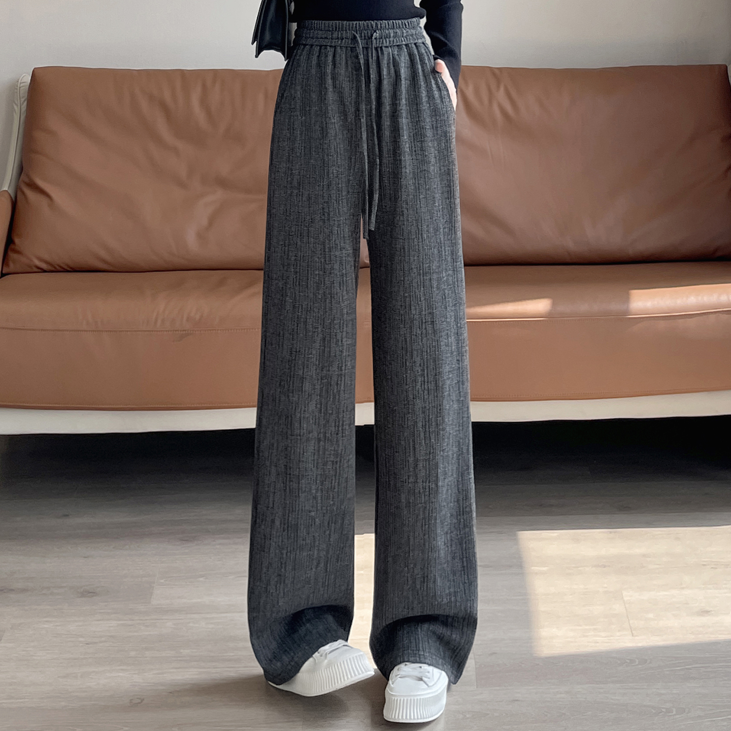 2025 fashionable and simple temperament wide leg pants for women's autumn new design sense, niche casual versatile elastic pants 2025 fashionable and simple temperament wide leg pants for women's autumn new design sense, niche casual versatile elastic pants