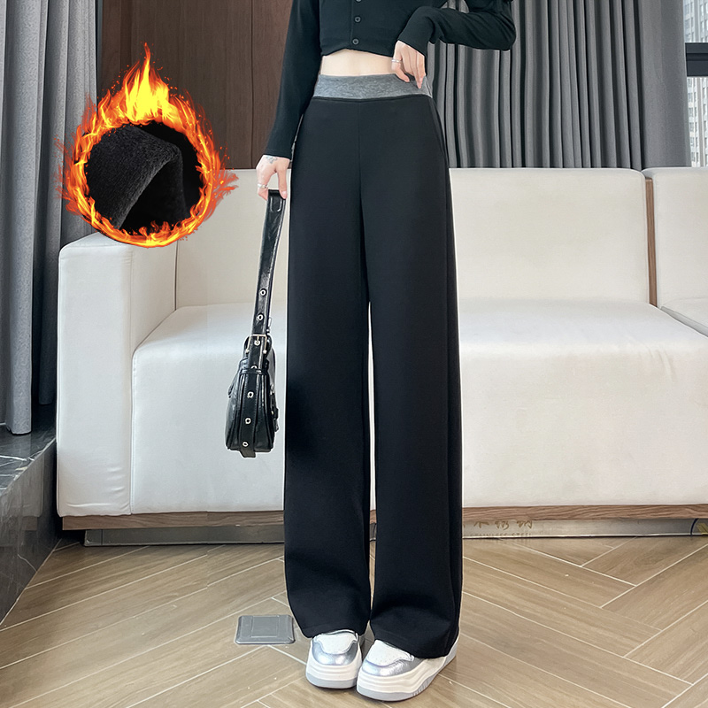 Thick and Warm Wide Leg Pants with Velvet for Women 2025 Autumn and Winter New Style Fashionable, Simple, Elegant, Casual, Versatile and Casual Pants Thick and Warm Wide Leg Pants with Velvet for Women 2025 Autumn and Winter New Style Fashionable, Simple, Elegant, Casual, Versatile and Casual Pants