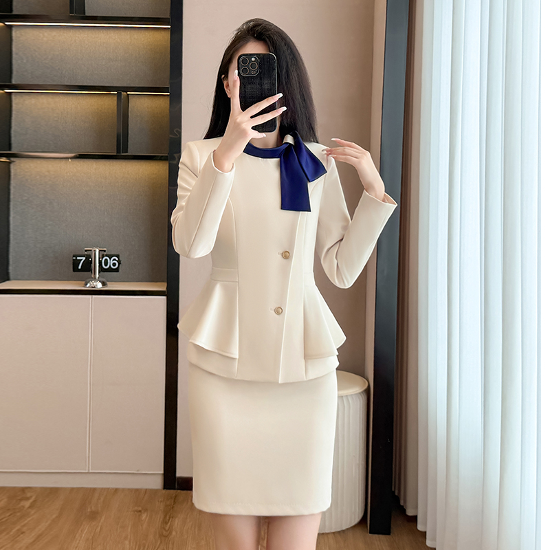 Hotel front desk receptionist professional formal suit set for women 2025 autumn new style slim fit and slimming work clothes Hotel front desk receptionist professional formal suit set for women 2025 autumn new style slim fit and slimming work clothes
