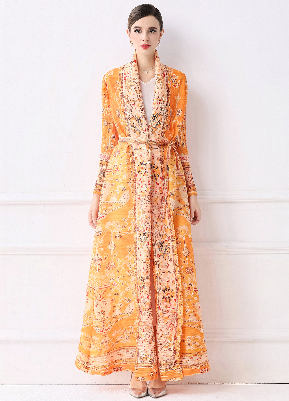 Factory direct sales of Miyake pleated early autumn pleated loose plus size printed outerwear