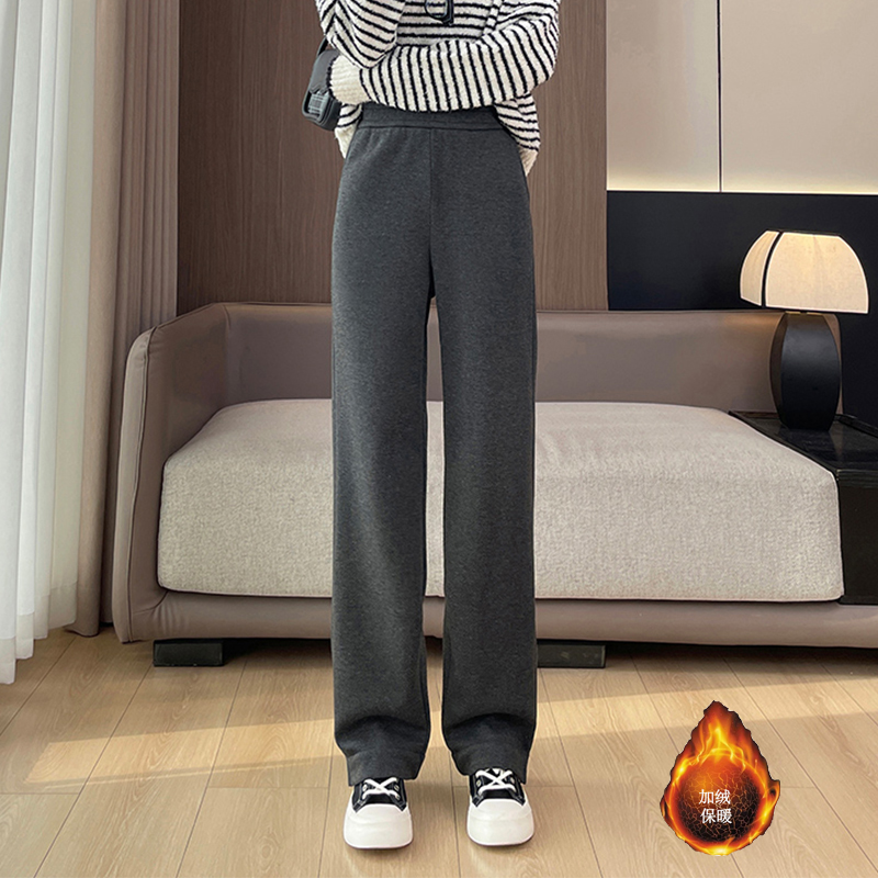 2025 women's autumn and winter with plush and thick elastic pants, simple and capable temperament, casual and versatile, warm and casual pants 2025 women's autumn and winter with plush and thick elastic pants, simple and capable temperament, casual and versatile, warm and casual pants