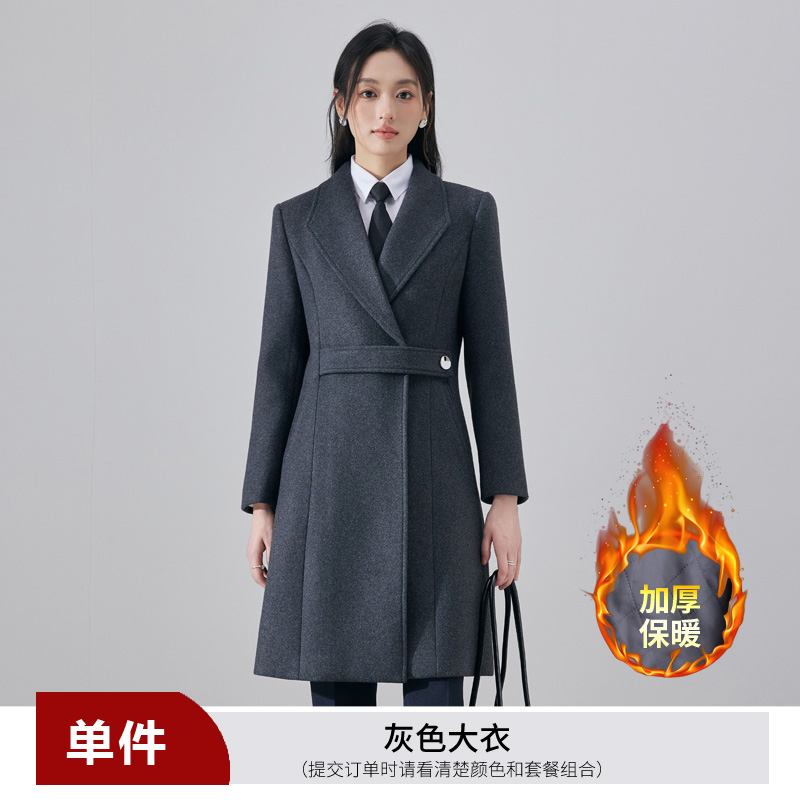 Waist slimming woolen coat for women in autumn and winter 2025, new simple and capable temperament, goddess style medium long coat Waist slimming woolen coat for women in autumn and winter 2025, new simple and capable temperament, goddess style medium long coat