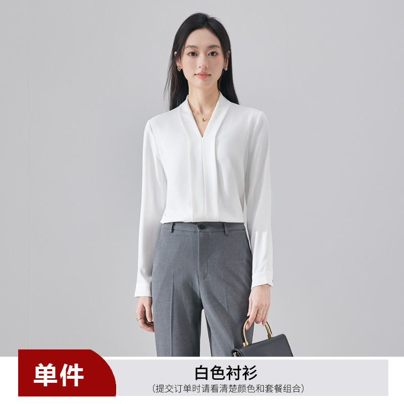 Fashionable, simple and versatile chiffon shirt for women in early autumn 2025, with a sense of niche temperament, suitable for commuting and wearing a V-neck shirt Fashionable, simple and versatile chiffon shirt for women in early autumn 2025, with a sense of niche temperament, suitable for commuting and wearing a V-neck shirt
