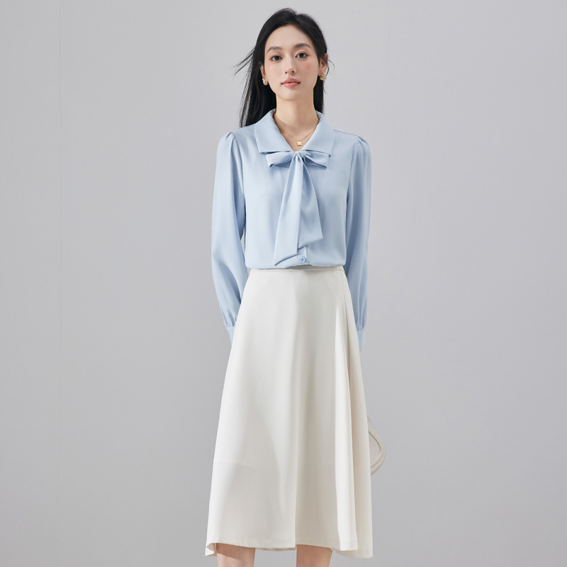 Design sense, niche temperament, ribbon shirt, dress, women's autumn new style, fashionable, simple, western-style, age reducing versatile shirt Design sense, niche temperament, ribbon shirt, dress, women's autumn new style, fashionable, simple, western-style, age reducing versatile shirt