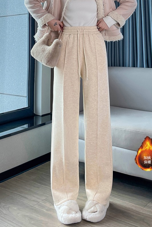 2025 Autumn and Winter New Style Versatile Sports and Leisure Pants for Women, Fashionable and Simple with Thick Velvet and Warm Wide Leg Pants 2025 Autumn and Winter New Style Versatile Sports and Leisure Pants for Women, Fashionable and Simple with Thick Velvet and Warm Wide Leg Pants