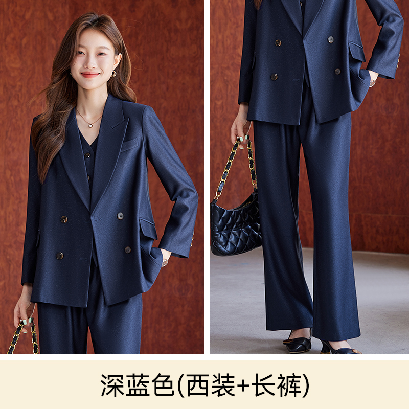 Goddess style temperament, apricot colored suit jacket, women's autumn and winter commuting professional work suit, vest pants three piece set Goddess style temperament, apricot colored suit jacket, women's autumn and winter commuting professional work suit, vest pants three piece set