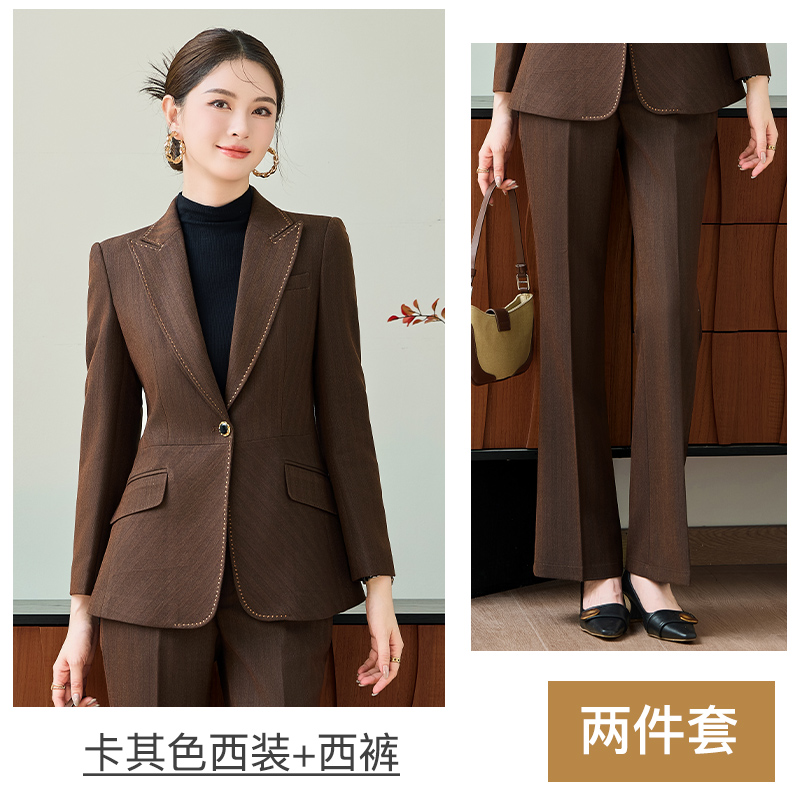 Women's professional workwear suit set 2025 early autumn slim fit and slimming one button commuting formal wear long sleeved suit Women's professional workwear suit set 2025 early autumn slim fit and slimming one button commuting formal wear long sleeved suit