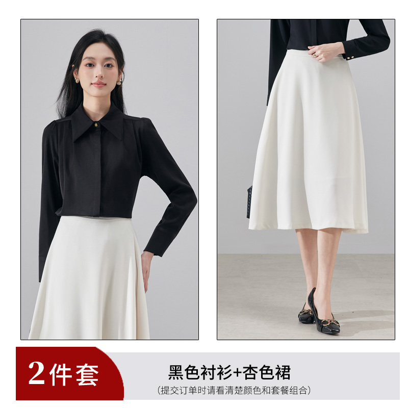 Casual and versatile black shirt for women in early autumn 2025, fashionable and simple temperament, goddess style commuting long sleeved shirt Casual and versatile black shirt for women in early autumn 2025, fashionable and simple temperament, goddess style commuting long sleeved shirt