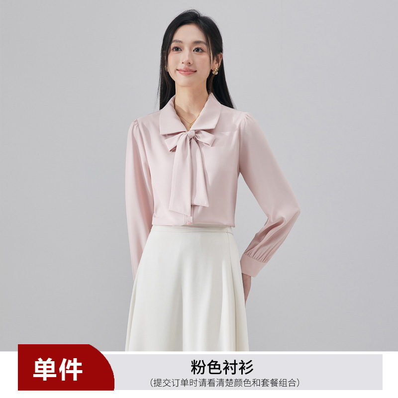 Design sense, niche temperament, ribbon shirt, dress, women's autumn new style, fashionable, simple, western-style, age reducing versatile shirt Design sense, niche temperament, ribbon shirt, dress, women's autumn new style, fashionable, simple, western-style, age reducing versatile shirt