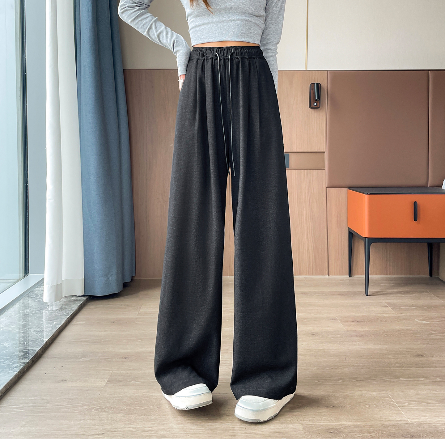 Casual versatile wide leg pants for women in autumn 2025, high waisted and slimming, loose and lazy straight leg pants Casual versatile wide leg pants for women in autumn 2025, high waisted and slimming, loose and lazy straight leg pants