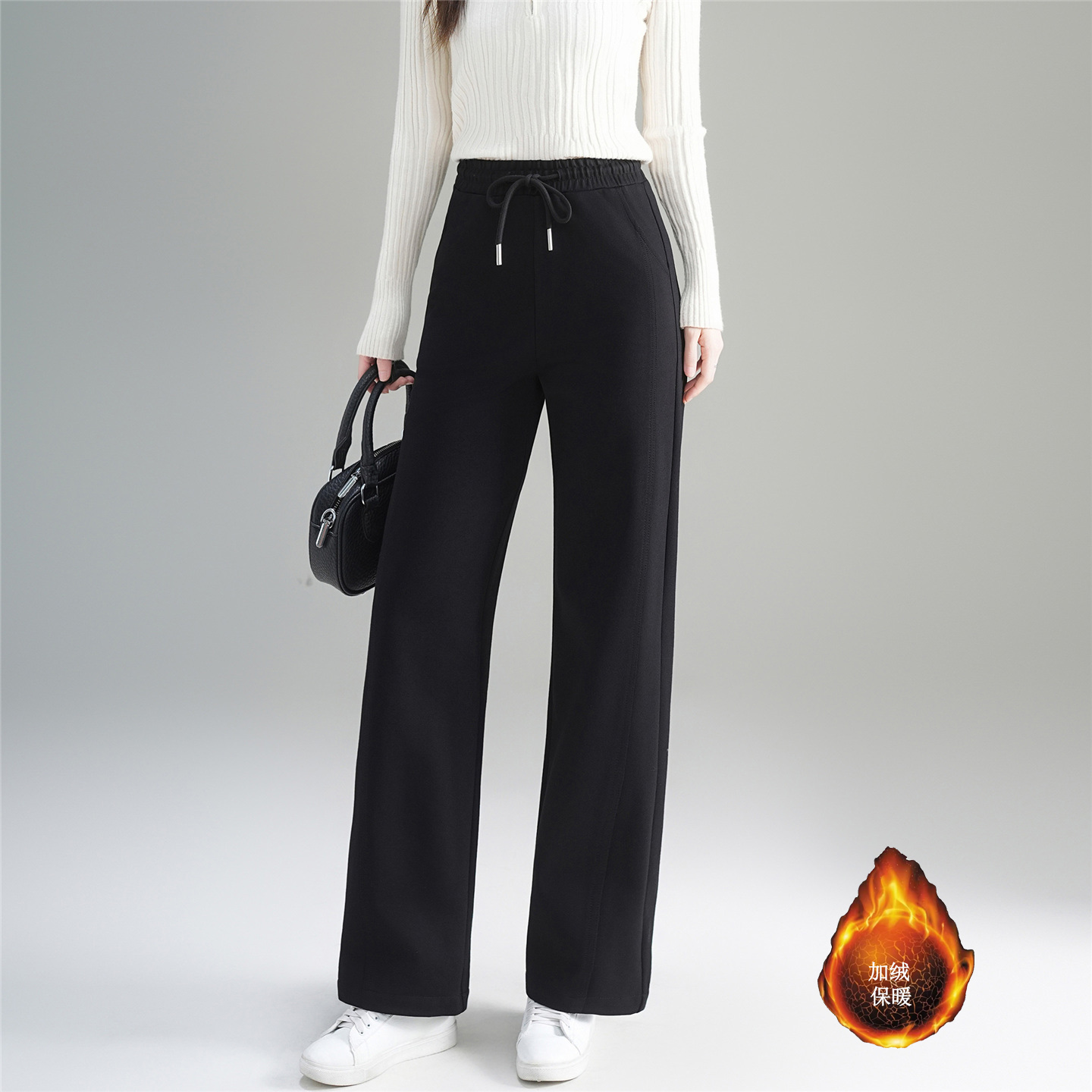 2025 autumn and winter new short cropped pants for women, fashionable and simple temperament, with thick velvet and warm casual pants 2025 autumn and winter new short cropped pants for women, fashionable and simple temperament, with thick velvet and warm casual pants