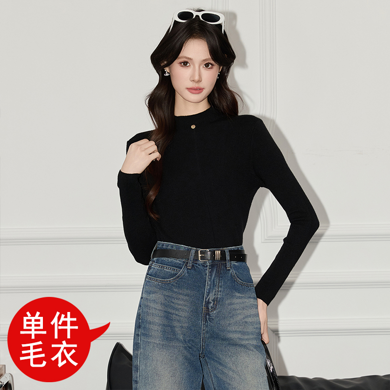 Simple and versatile round neck sweater for women in autumn and winter 2025, slim fit and slimming temperament, small stature, inner layer, bottom layer, top Simple and versatile round neck sweater for women in autumn and winter 2025, slim fit and slimming temperament, small stature, inner layer, bottom layer, top