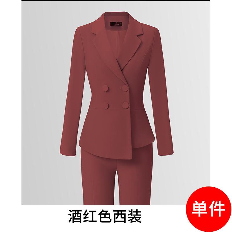 High end professional women's clothing temperament double breasted suit jacket for women's autumn slimming and commuting formal suit set High end professional women's clothing temperament double breasted suit jacket for women's autumn slimming and commuting formal suit set