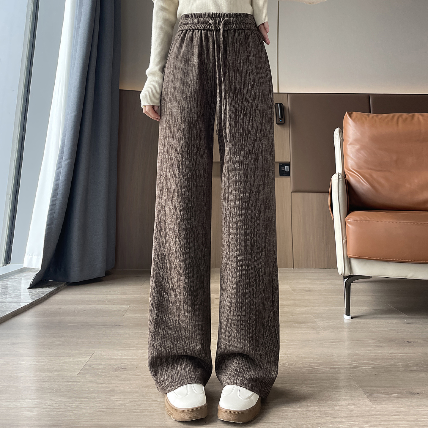 2025 fashionable and simple temperament wide leg pants for women's autumn new design sense, niche casual versatile elastic pants 2025 fashionable and simple temperament wide leg pants for women's autumn new design sense, niche casual versatile elastic pants