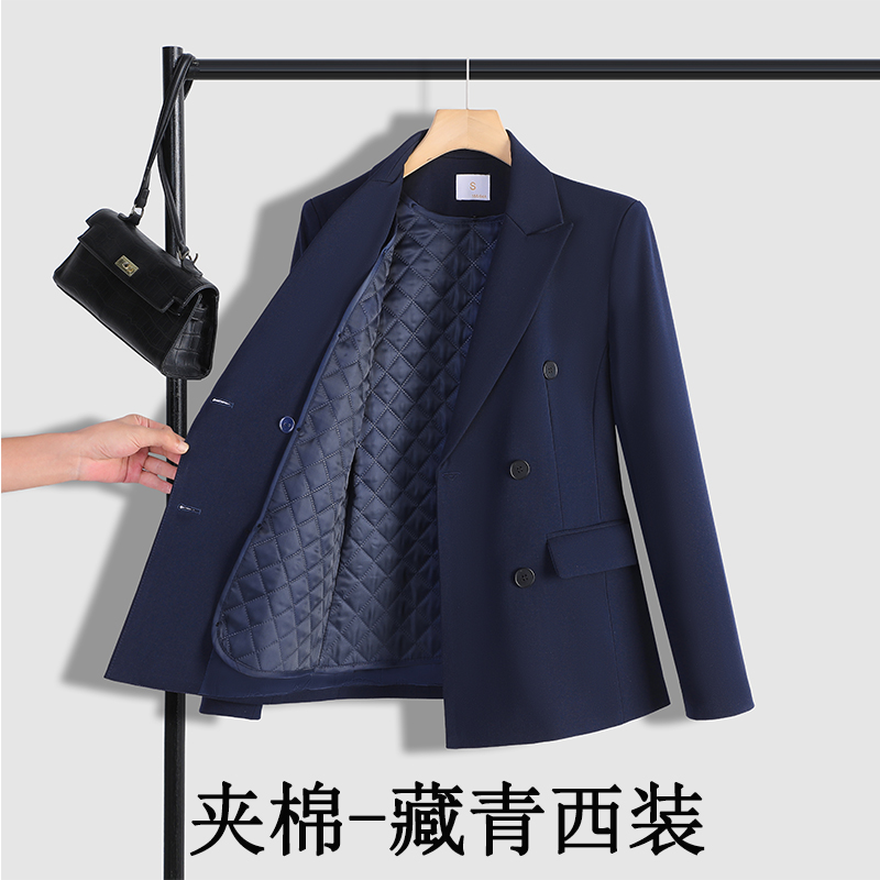 Detachable cotton padded warm suit set for women's 2025 autumn and winter, simple and capable commuting professional work clothes Detachable cotton padded warm suit set for women's 2025 autumn and winter, simple and capable commuting professional work clothes