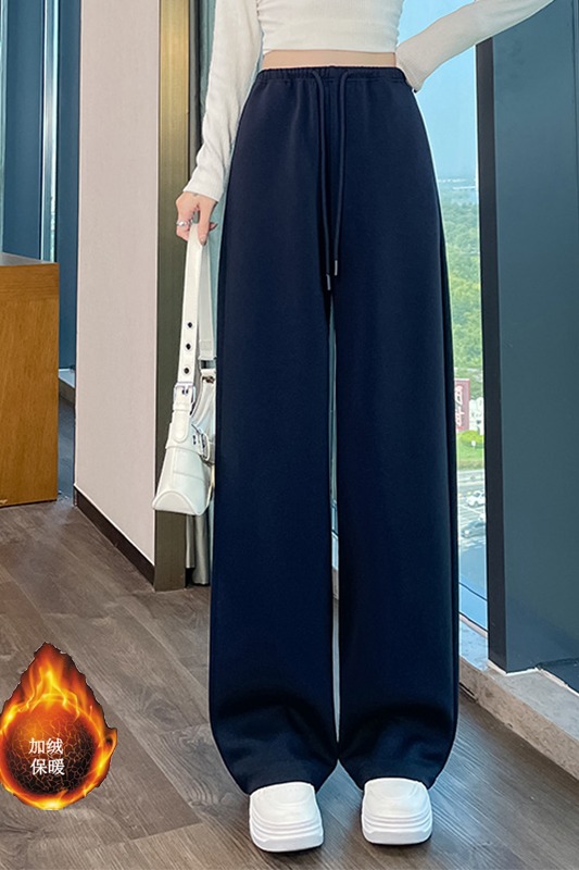 Velvet thickened warm sports pants for women in autumn and winter 2025, fashionable and simple temperament, elastic waisted commuting casual pants Velvet thickened warm sports pants for women in autumn and winter 2025, fashionable and simple temperament, elastic waisted commuting casual pants