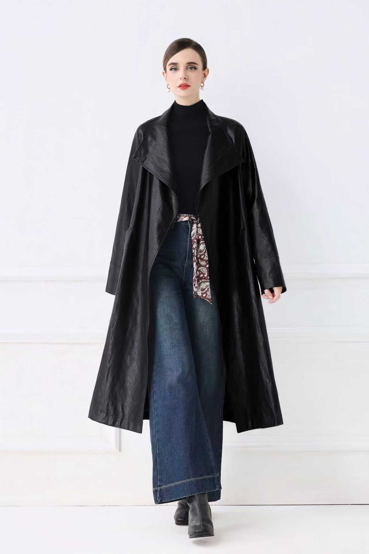 Realistic shooting of simple and cool PU leather windbreaker, retro leather jacket