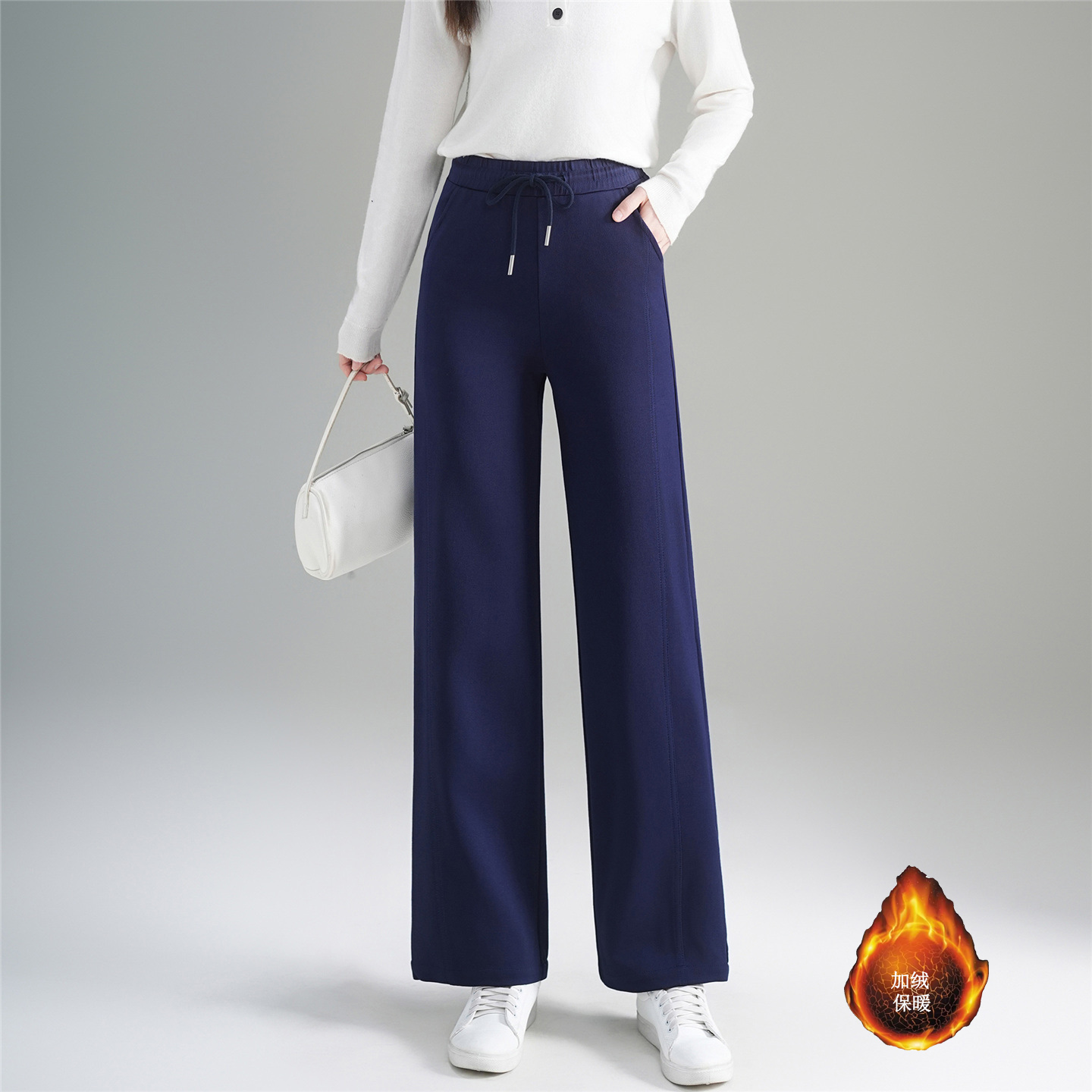 2025 autumn and winter new short cropped pants for women, fashionable and simple temperament, with thick velvet and warm casual pants