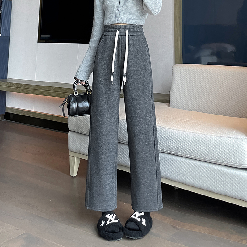 Short eight inch wide leg pants for women in autumn and winter 2025, new casual and versatile OL commuting simple and plush casual pants