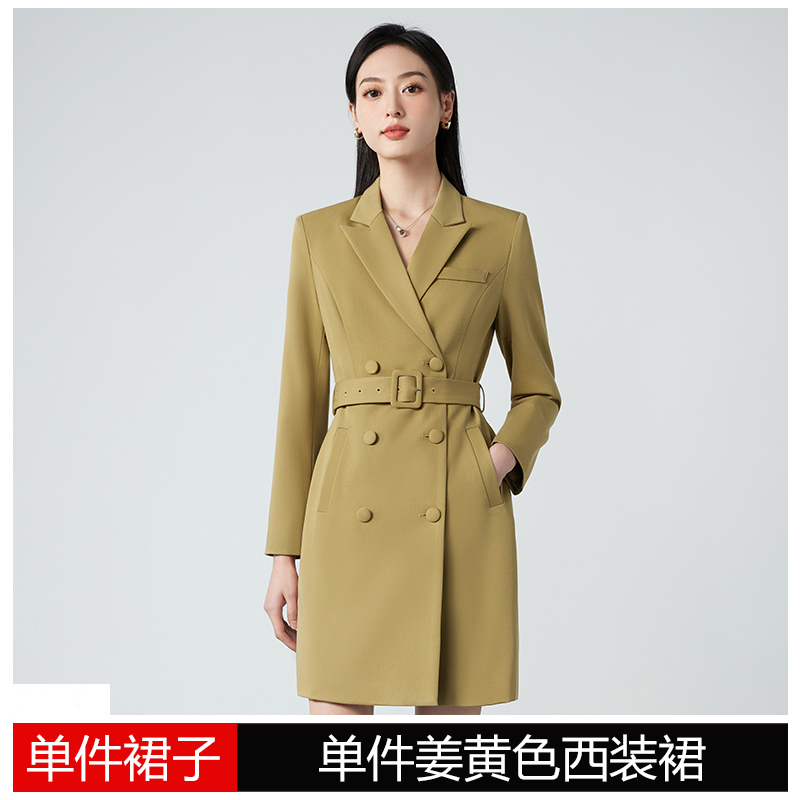 Wearing a waistband and cinching the waist to show off a slim dress for women in the early autumn of 2025, a new high-end style with a dual breasted commuting suit skirt Wearing a waistband and cinching the waist to show off a slim dress for women in the early autumn of 2025, a new high-end style with a dual breasted commuting suit skirt