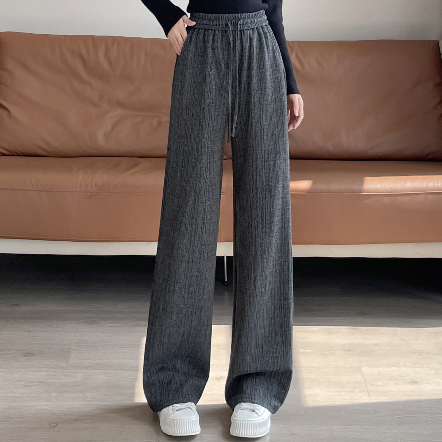 2025 fashionable and simple temperament wide leg pants for women's autumn new design sense, niche casual versatile elastic pants 2025 fashionable and simple temperament wide leg pants for women's autumn new design sense, niche casual versatile elastic pants