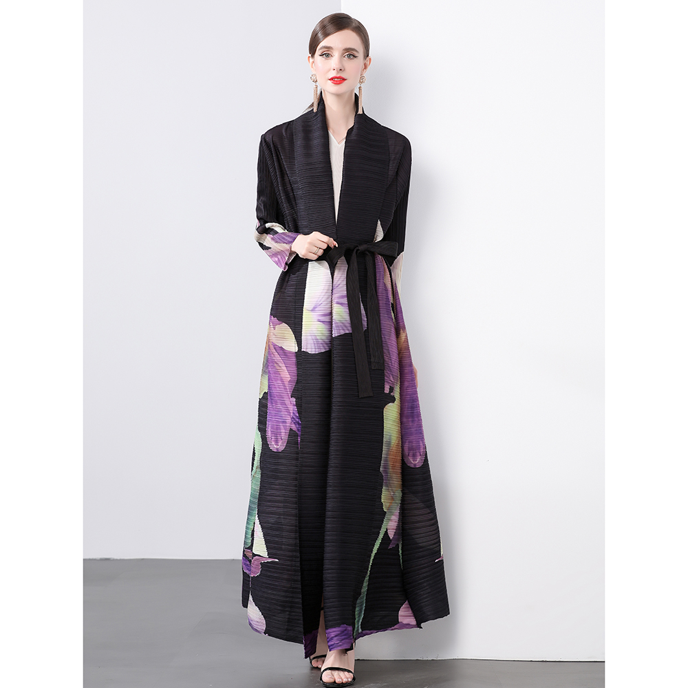 Factory direct sales of Miyake pleated loose plus size printed dress jacket Factory direct sales of Miyake pleated loose plus size printed dress jacket