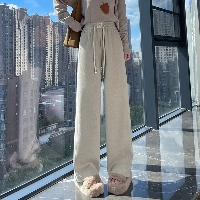 Women's autumn and winter casual versatile OL with added velvet and thickened casual pants, fashionable and simple temperament design sense, versatile wide leg pants Women's autumn and winter casual versatile OL with added velvet and thickened casual pants, fashionable and simple temperament design sense, versatile wide leg pants